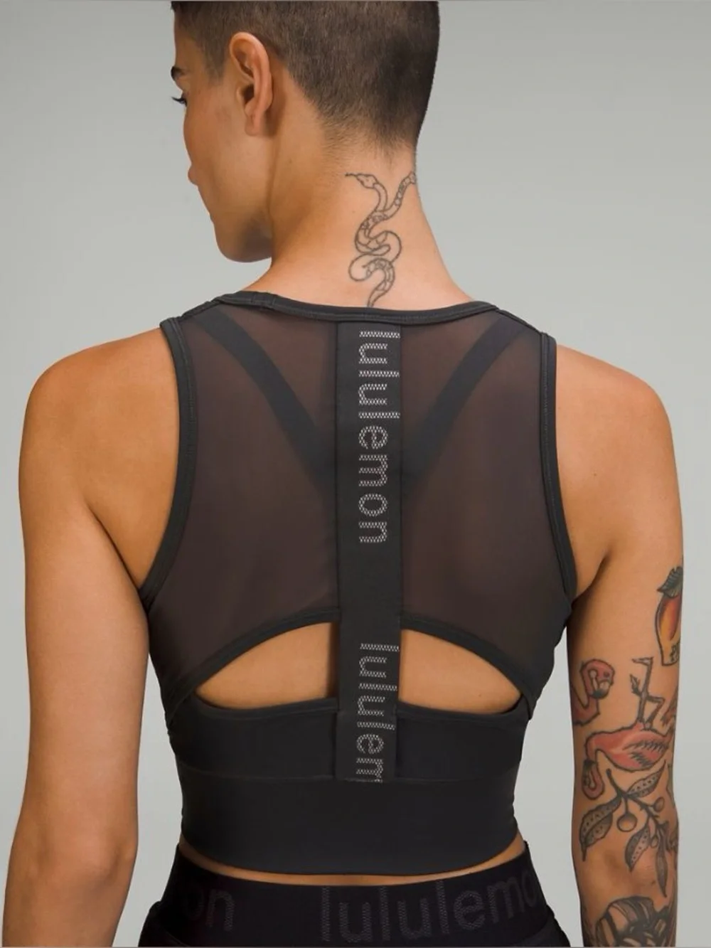 Lululemon Mesh-Back Training Cropped Tank Top *Graphic (Graphite Grey) Size 2